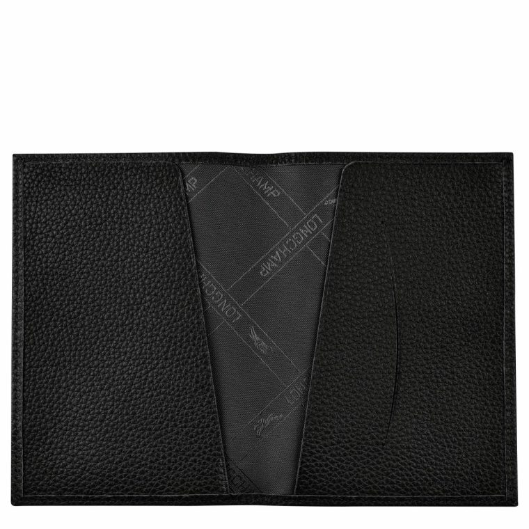 Women Pouches & Cases Le Foulonné Passport Cover Black - Leather Black Longchamp - Image 3