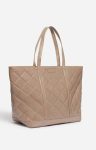 Women Quilted Tote Bags Vanessa Bruno Quilted Matte Leather Xl Zipped Cabas Tote Shoulder Carry, Zip Closure Mastic - Image 5