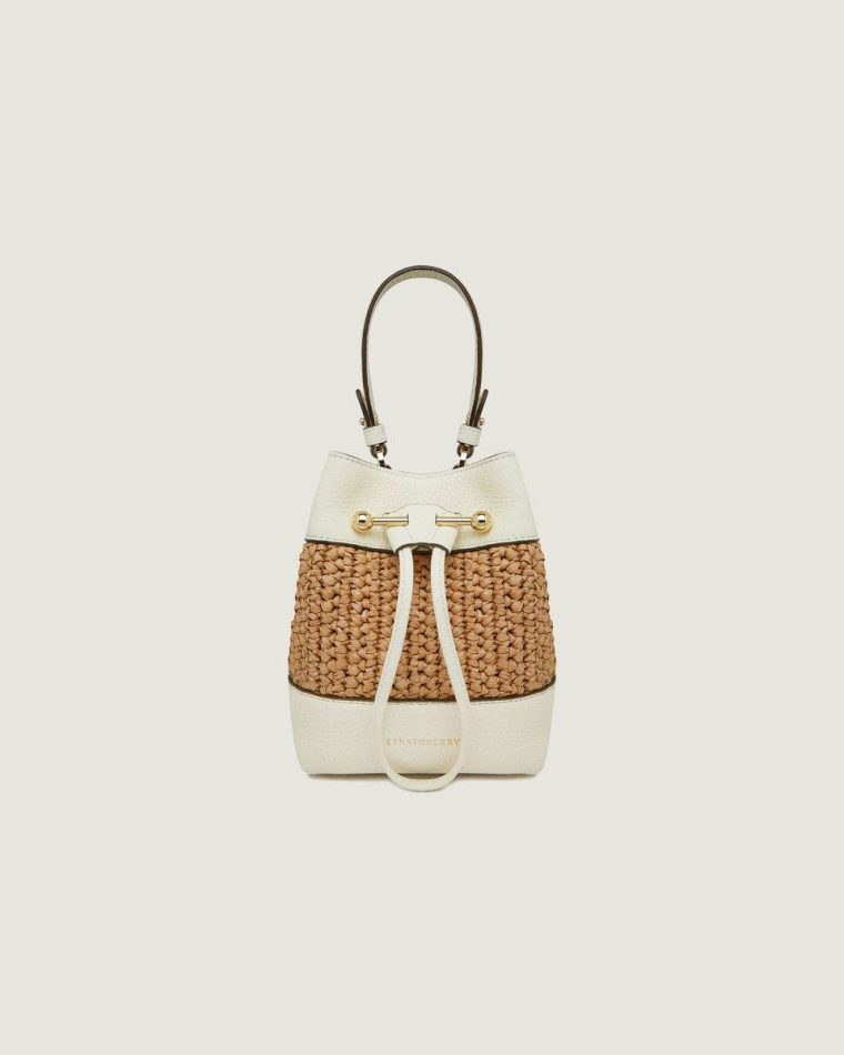 Women Raffia/Vanilla Osette Strathberry Totes & Top Handle Bags - Image 3
