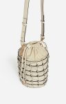 Women Small Woven Leather Bucket Bag Buffalo Leather Vanessa Bruno Cream Crossbody Bags - Image 3