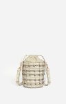 Women Small Woven Leather Bucket Bag Buffalo Leather Vanessa Bruno Cream Crossbody Bags