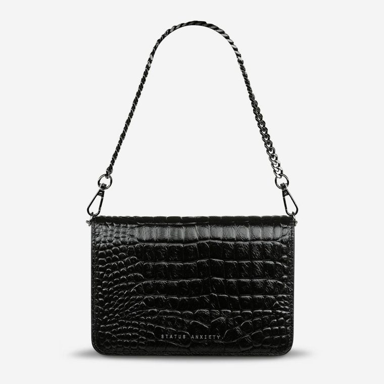 Women Status Anxiety She Burns Bag - Black Croc Emboss Black Croc Emboss Crossbody - Image 5