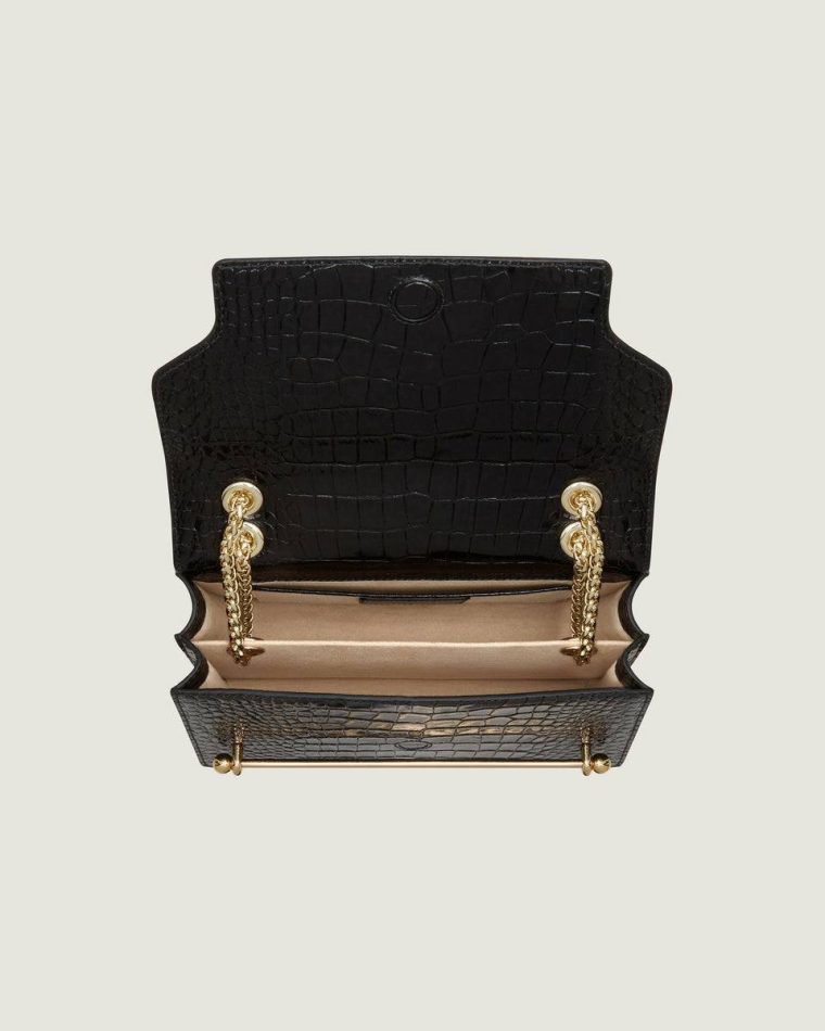 Women Strathberry East/West Croc-Embossed Leather Black Embossed Edit Bags - Image 5
