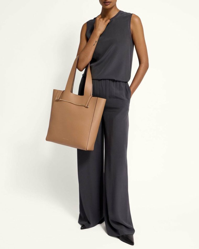 Women Strathberry Melody Tote Caramel Totes & Top Handle Bags
