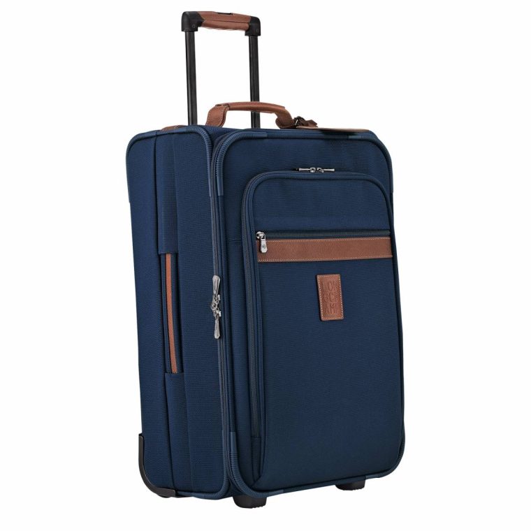 Women Suitcases Longchamp Boxford M Carry-On Blue - Recycled Canvas Blue - Image 2