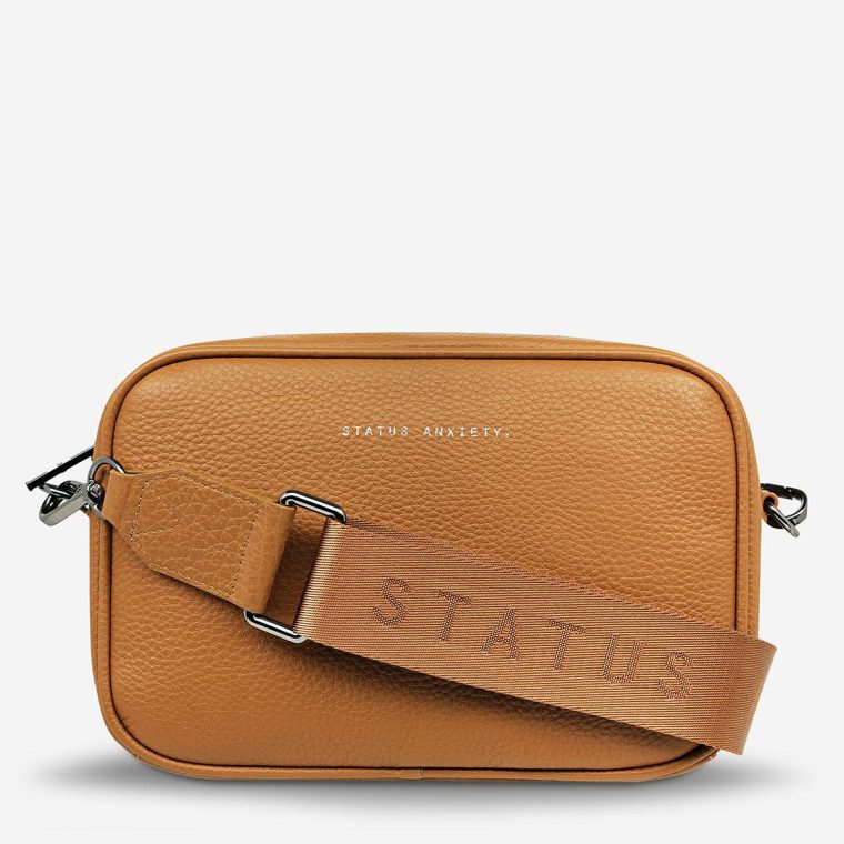 Women Tan Plunder Bag With Webbed Strap - Tan Status Anxiety Crossbody - Image 2
