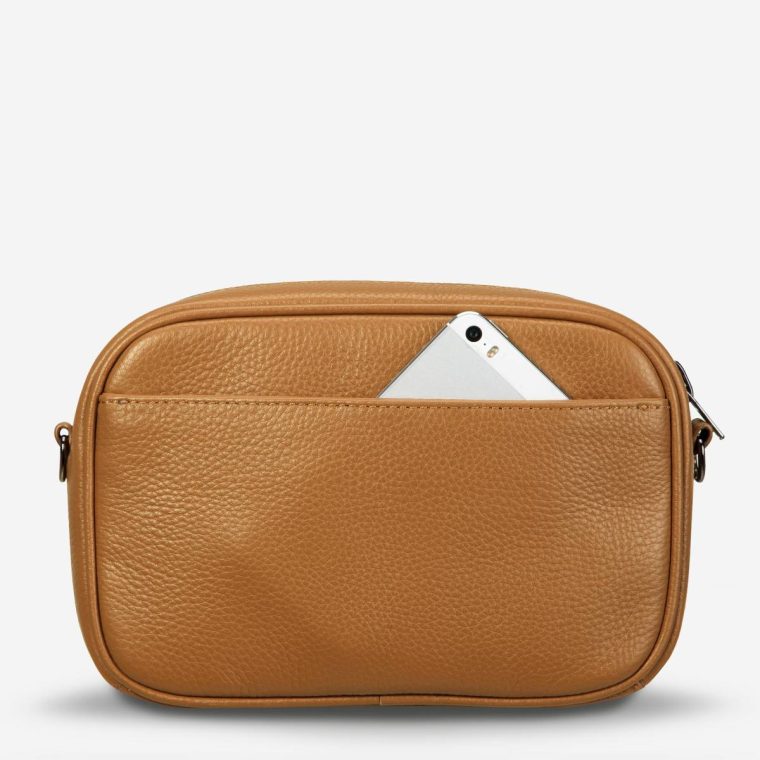 Women Tan Plunder Bag With Webbed Strap - Tan Status Anxiety Crossbody - Image 3