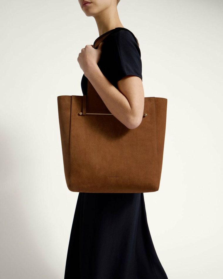 Women Tan Suede Melody Tote Strathberry Totes & Top Handle Bags