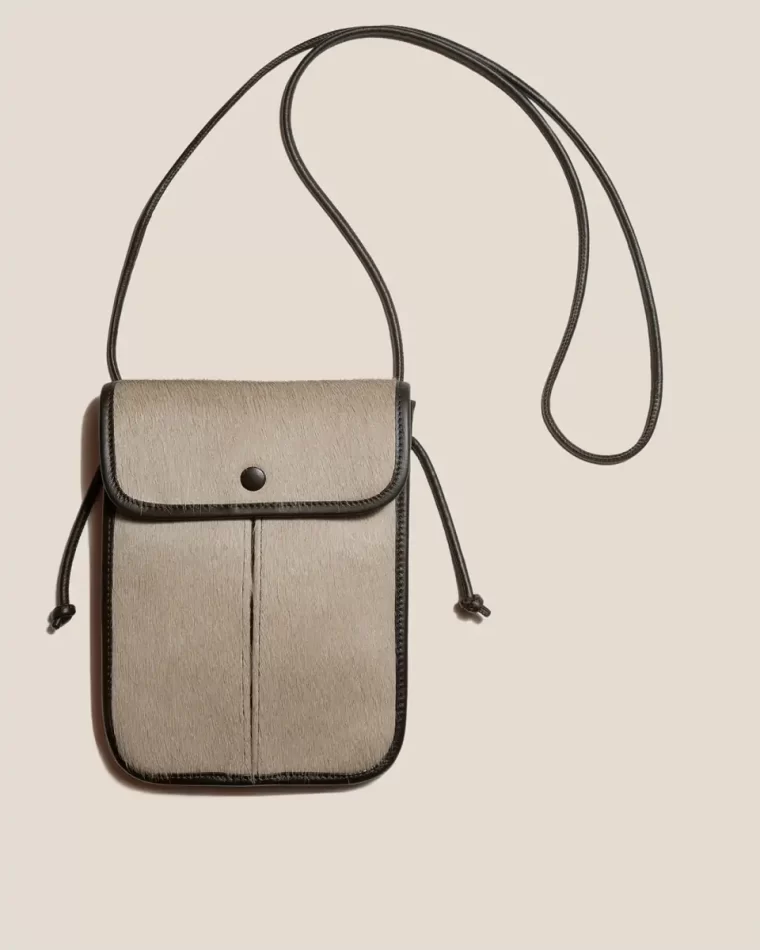 Women Terra Calf Hair - Square-Flat Crossbody Bag Hereu Crossbody Bags Taupe Dark Brown