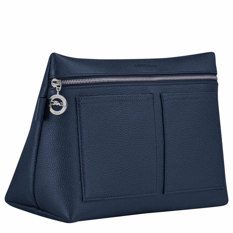 Women Toiletry Bags Le Foulonné Toiletry Case Navy - Leather Navy Longchamp - Image 2