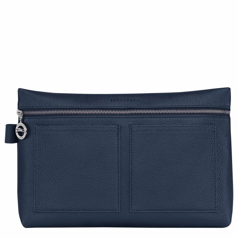 Women Toiletry Bags Le Foulonné Toiletry Case Navy - Leather Navy Longchamp