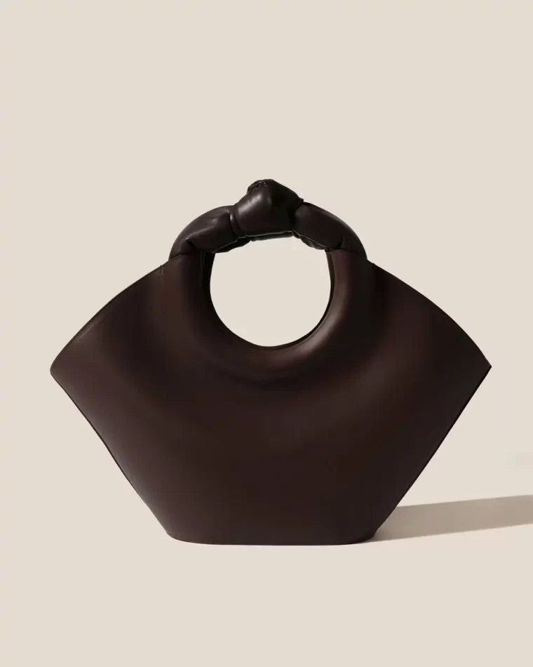 Women Tote Bags Castell - Knotted-Handle Leather Tote Bag Hereu Dark Brown