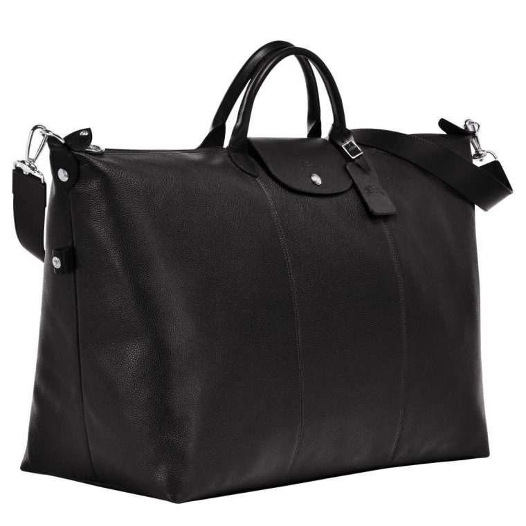 Women Travel Bags Le Foulonné L Travel Bag Black - Leather Longchamp Black - Image 3