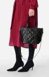 Women Vanessa Bruno Black Quilted Leather S Zipped Cabas Tote Hand Or Crossbody Carry, Zip Closure Quilted Tote Bags - Image 2