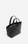 Women Vanessa Bruno Black Quilted Leather S Zipped Cabas Tote Hand Or Crossbody Carry, Zip Closure Quilted Tote Bags - Image 5