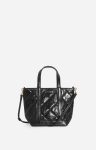 Women Vanessa Bruno Black Quilted Leather S Zipped Cabas Tote Hand Or Crossbody Carry, Zip Closure Quilted Tote Bags