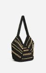 Women Vanessa Bruno Wooden Beaded Berlingot Basket Hand-Braided Baskets Black - Image 2