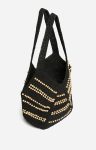 Women Vanessa Bruno Wooden Beaded Berlingot Basket Hand-Braided Baskets Black - Image 3
