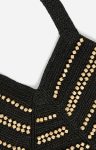 Women Vanessa Bruno Wooden Beaded Berlingot Basket Hand-Braided Baskets Black - Image 4
