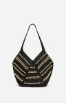 Women Vanessa Bruno Wooden Beaded Berlingot Basket Hand-Braided Baskets Black