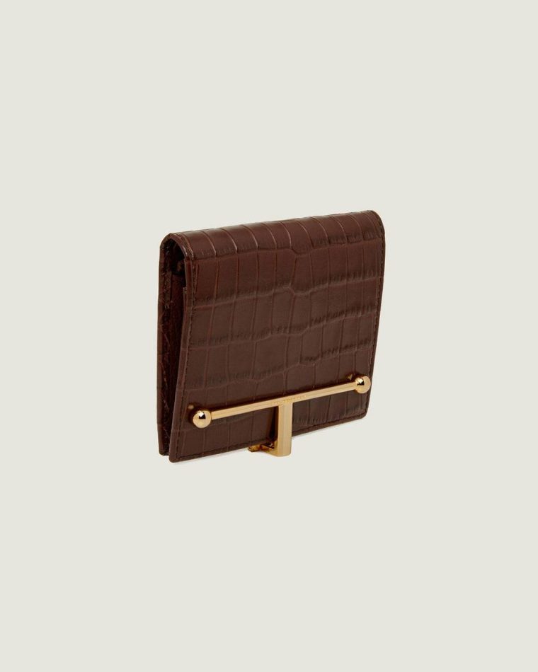 Women Wallets Melville Street Wallet Croc Embossed Leather Chocolate Strathberry - Image 3