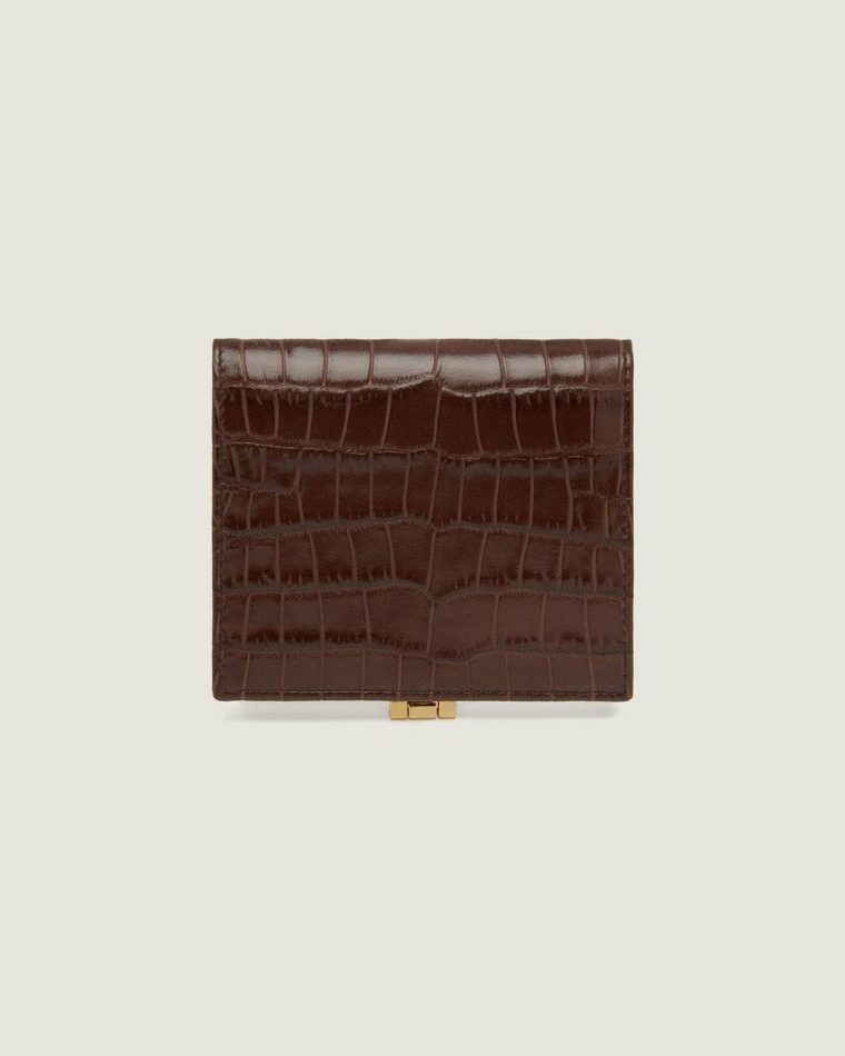 Women Wallets Melville Street Wallet Croc Embossed Leather Chocolate Strathberry - Image 4