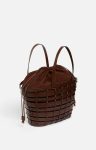 Women Woven Leather Basket Buffalo Leather Vanessa Bruno Baskets Classic Brown - Image 3