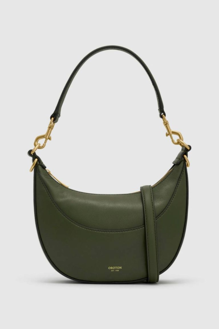 Womne Oroton Florence Small Shoulder Bag Dark Khaki Shoulder
