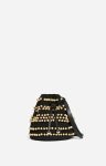 Wooden Beaded Purse Bag Hand-Braided Women Vanessa Bruno Black Bucket Bags